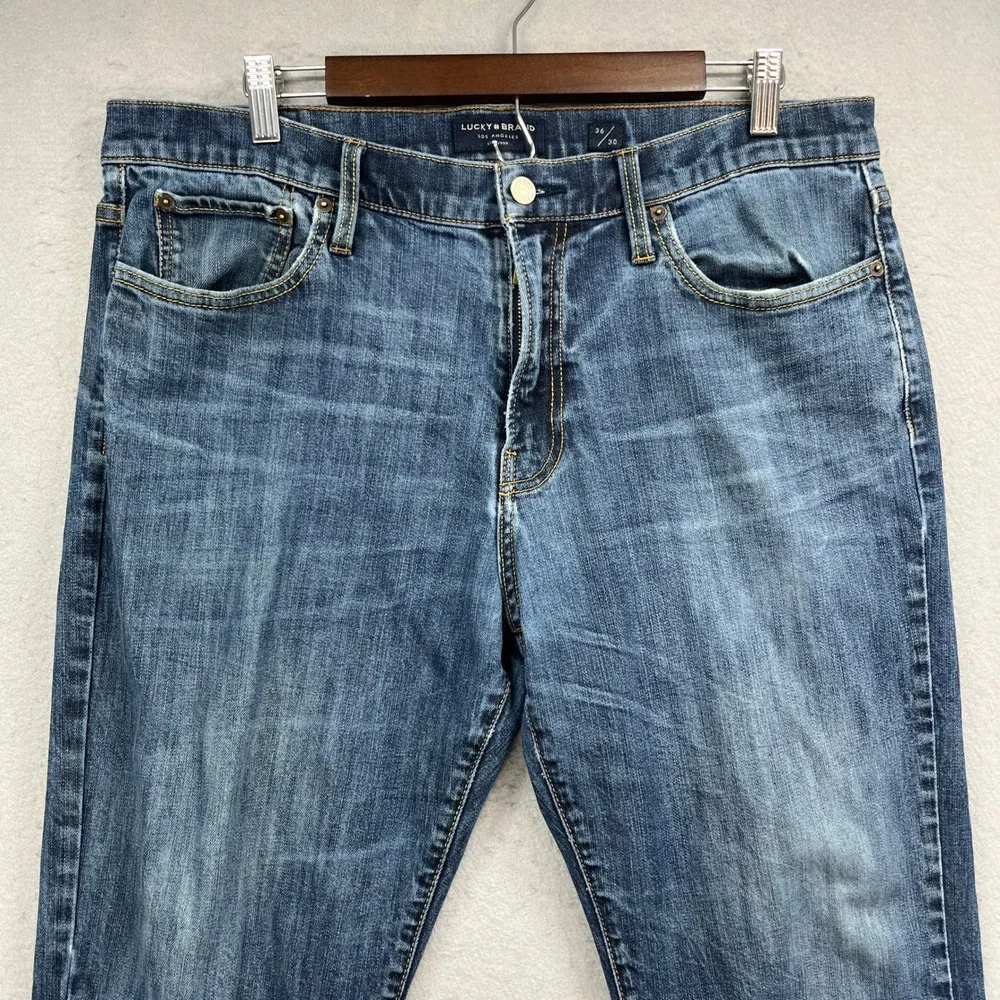 Lucky Brand Jeans Mens 36 Blue Denim Athletic Slim Fit Distressed Streetwear